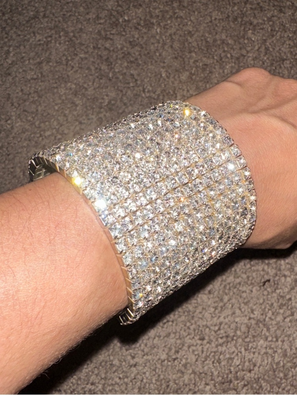 bebe Crystal-Embellished Wide Cuff Bracelet - Silver - Picture 6 of 6